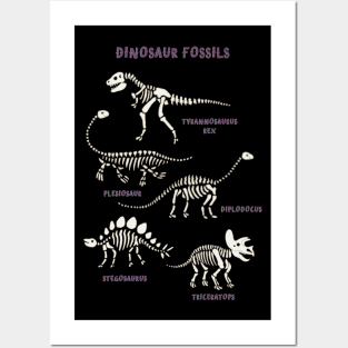 Dinosaur Fossils - placement in purple Posters and Art